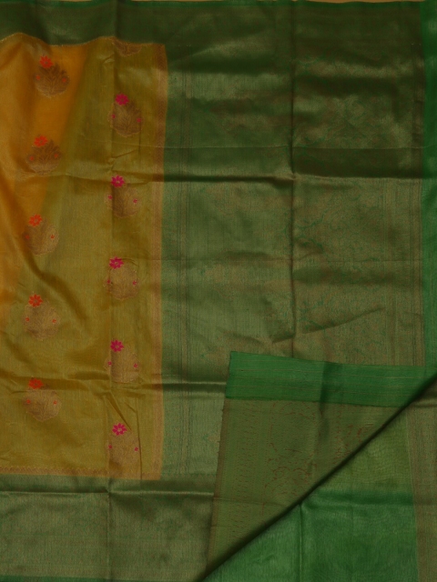 

Pothys Yellow & Green Supernet Woven Design Saree