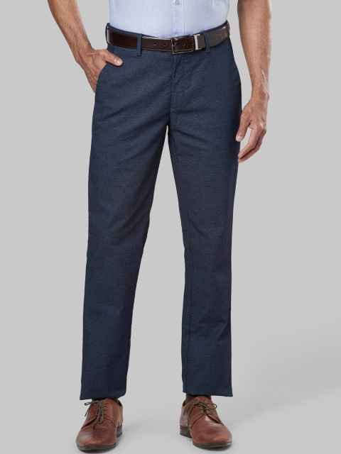 

Raymond Men Blue Slim Fit Self Design Formal Trousers