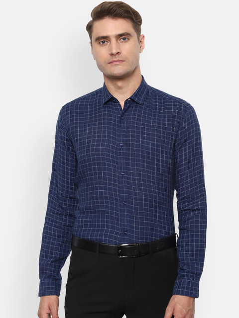 

Van Heusen Men Navy Blue Regular Fit Checked Formal Shirt
