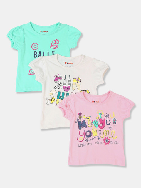 

Donuts Girls Pack Of 3 Assorted Printed Round Neck T-shirt