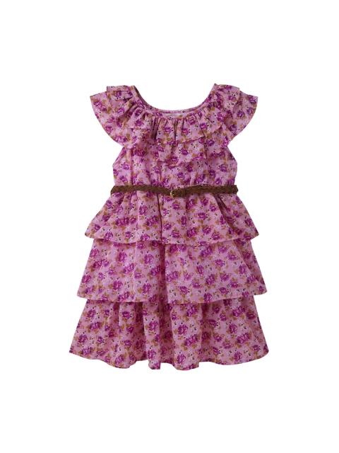 

Cub McPaws Girls Pink & Blue Floral Printed A-Line Dress