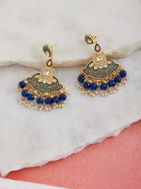 

GloBox By ZeroKaata Gold-Plated & Blue Meenakari Classic Chandbalis