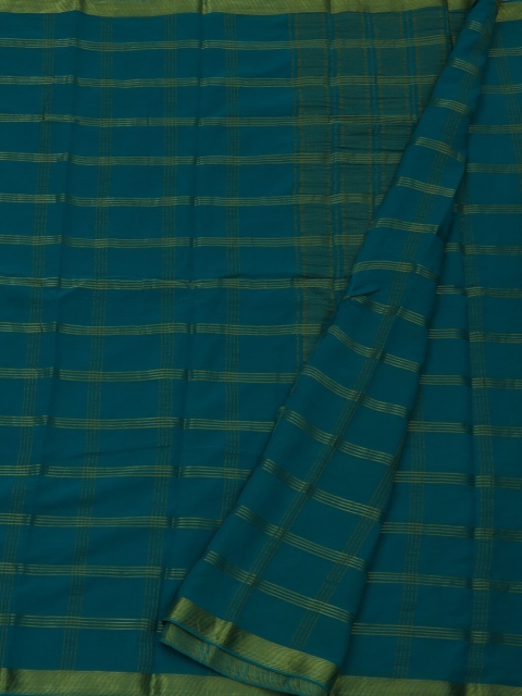 

Pothys Blue & Green Poly Georgette Striped Saree