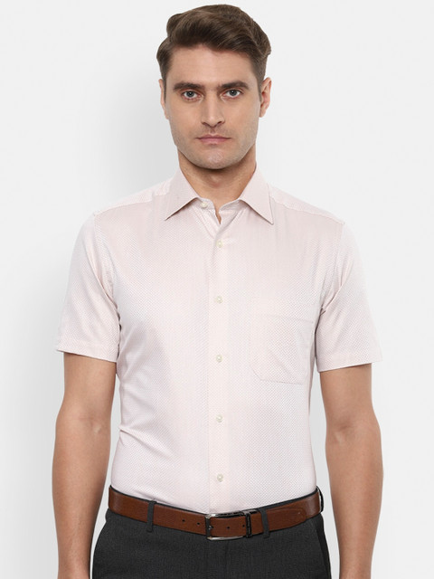 

Louis Philippe Men Cream-Coloured Regular Fit Self Design Formal Shirt