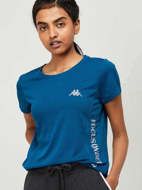 

Kappa Women Blue Printed Round Neck T-shirt