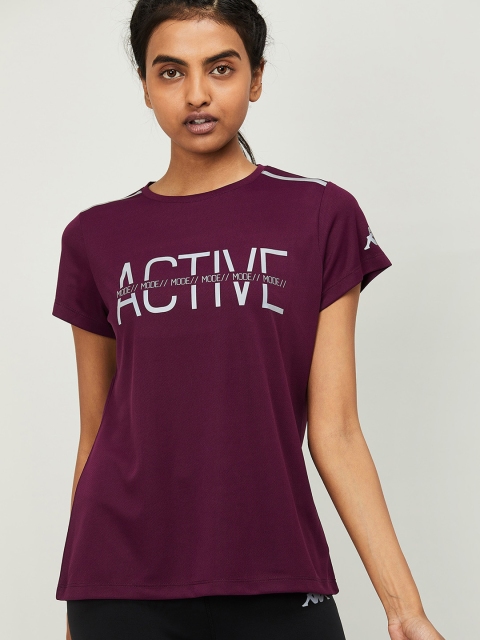 

Kappa Women Burgundy Printed Round Neck T-shirt