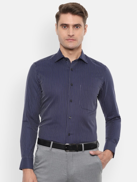 

Louis Philippe Men Navy Blue & White Regular Fit Striped Formal Shirt