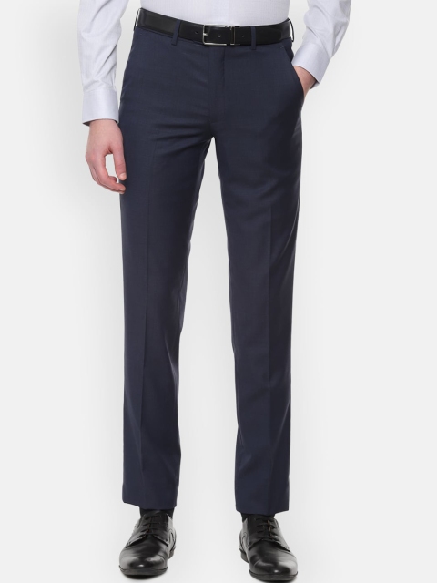 

Van Heusen Men Navy Blue Slim Fit Solid Formal Trousers
