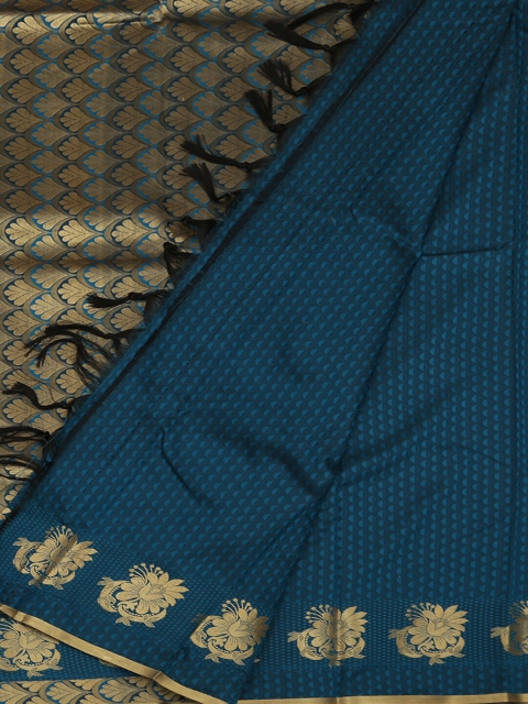 Pothys Blue & Gold-Toned Art Silk Printed Saree