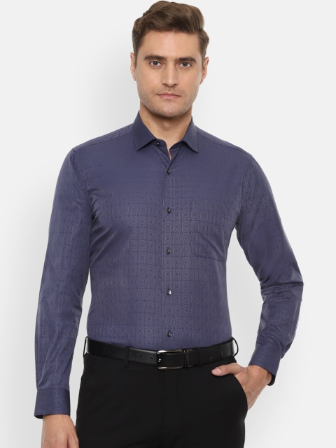 

Van Heusen Men Blue Regular Fit Self Design Formal Shirt
