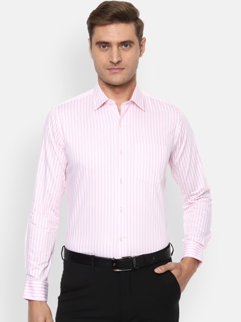 

Van Heusen Men Pink & White Slim Fit Striped Formal Shirt