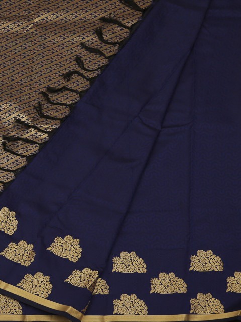 

Pothys Navy Blue & Gold-Toned Art Silk Woven Design Saree