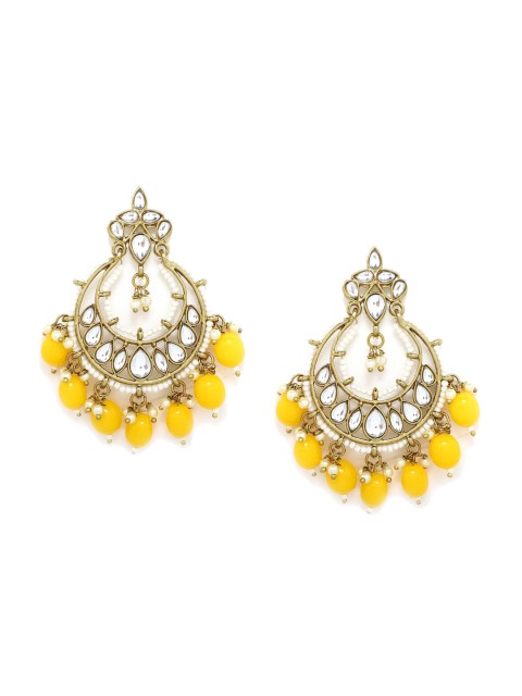 

Kairi Yellow & Gold-Toned Circular Drop Earrings