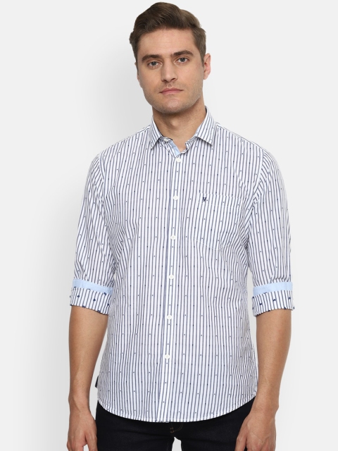 

Van Heusen Sport Men White & Blue Slim Fit Striped Casual Shirt