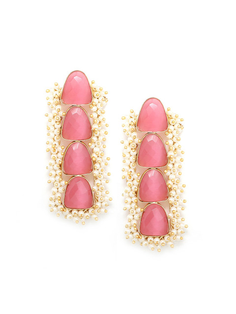 

Kairi Pink & White Geometric Pearl Drop Earrings