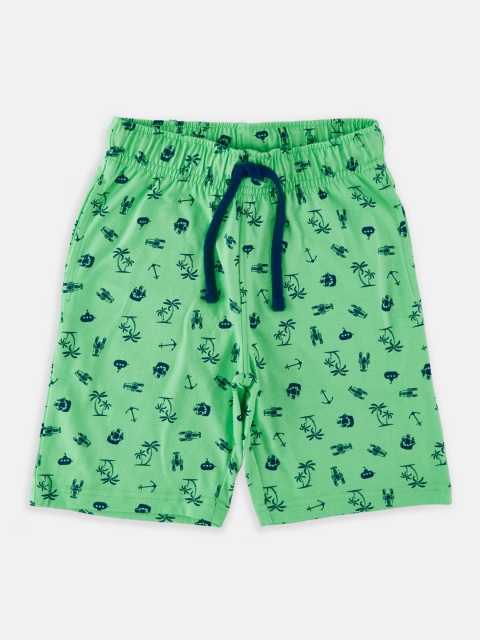 

CHALK by Pantaloons Boys Green Printed Regular Fit Regular Shorts
