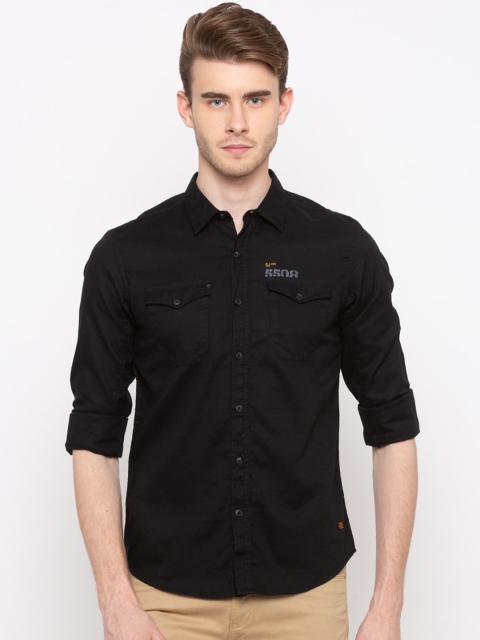 

SPYKAR Men Black Slim Fit Solid Casual Shirt