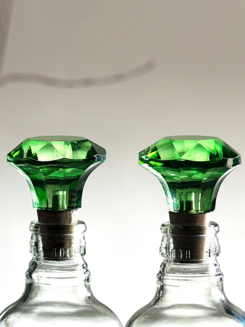 

ellementry Set Of 2 Green Solid Glass Bottle Stoppers