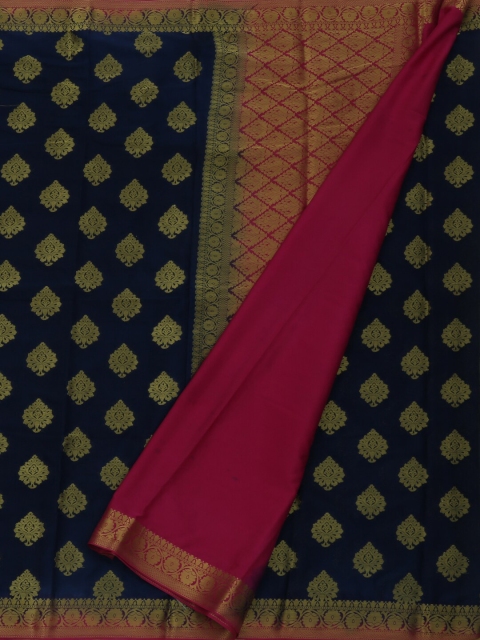 Pothys Navy Blue Printed Poly Georgette Saree