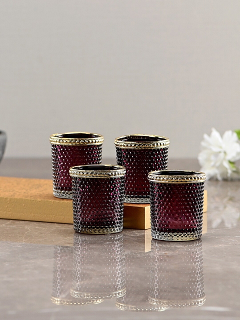 

Pure Home and Living Set of 4 Purple Medium Glass Votive Candle Holders