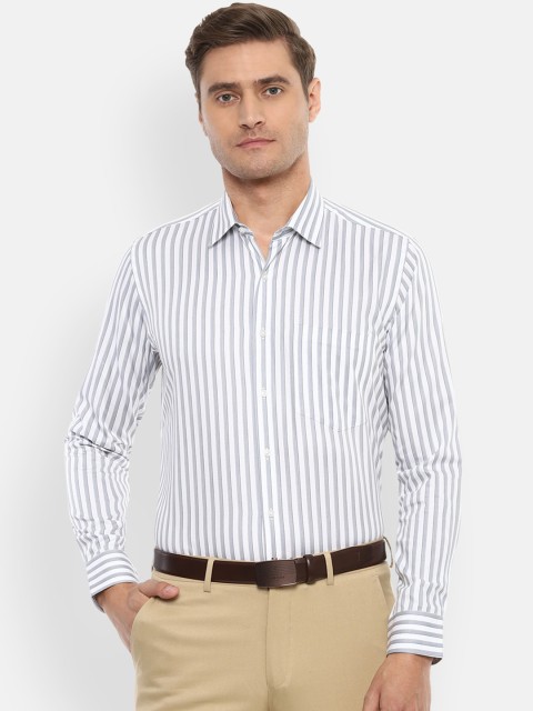 

Van Heusen Men White & Grey Slim Fit Striped Formal Shirt