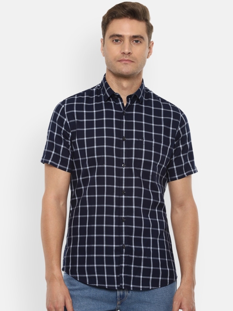 

Van Heusen Sport Men Navy Blue & White Slim Fit Checked Casual Shirt