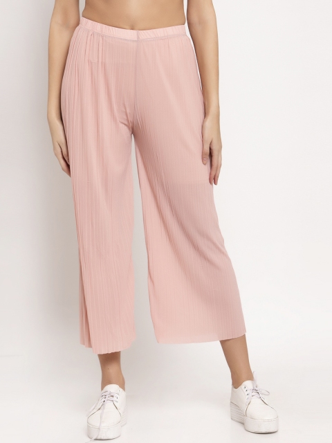 

KLOTTHE Women Peach-Coloured Solid Straight Fit Cropped Palazzos
