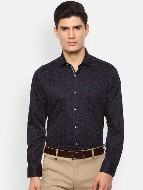 

Van Heusen Men Navy Blue & Red Regular Fit Printed Formal Shirt
