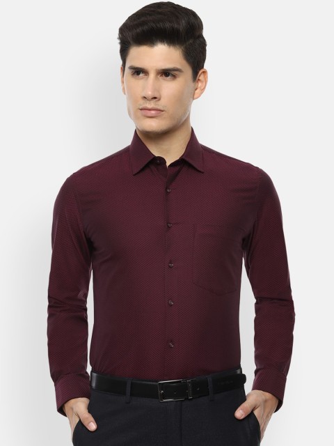 

Van Heusen Men Maroon & Black Slim Fit Self Design Formal Shirt