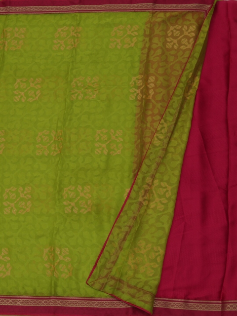 

Pothys Lime Green & Magenta Poly Georgette Woven Design Saree