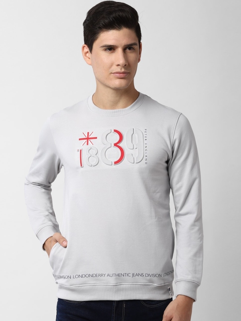 

Peter England Casuals Men Grey & Red Printed Sweatshirt