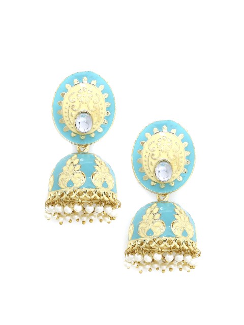 

Kairi Blue & Gold-Toned Dome Shaped Jhumkas