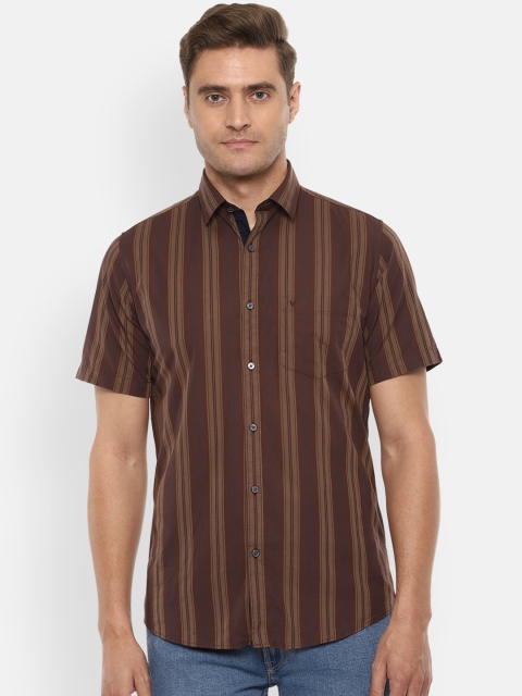 

Van Heusen Sport Men Coffee Brown Slim Fit Striped Casual Shirt