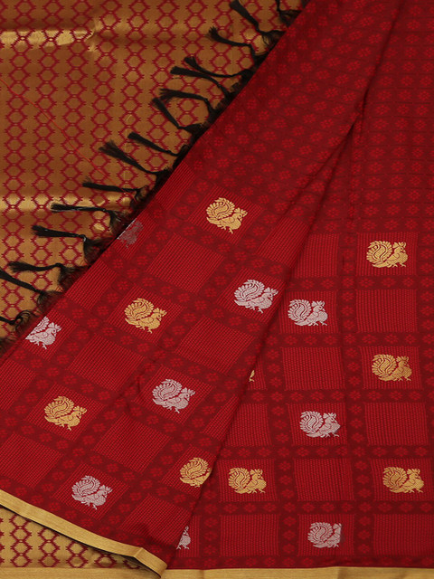 

Pothys Red Woven Design Art Silk Saree