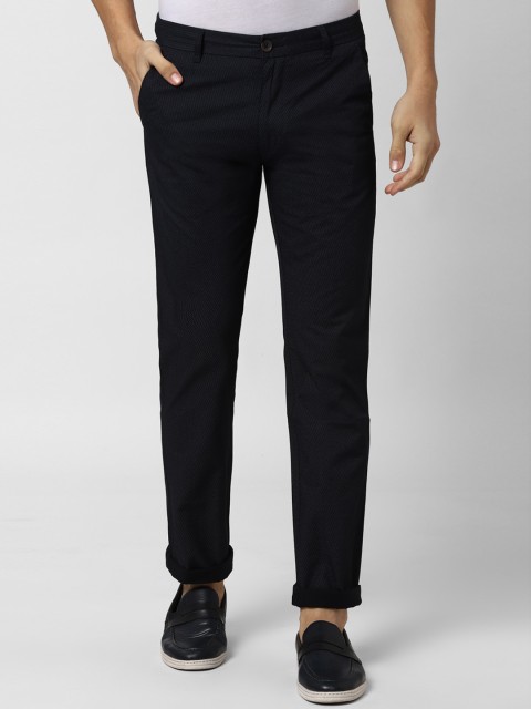 

Peter England Casuals Men Black Slim Fit Solid Regular Trousers