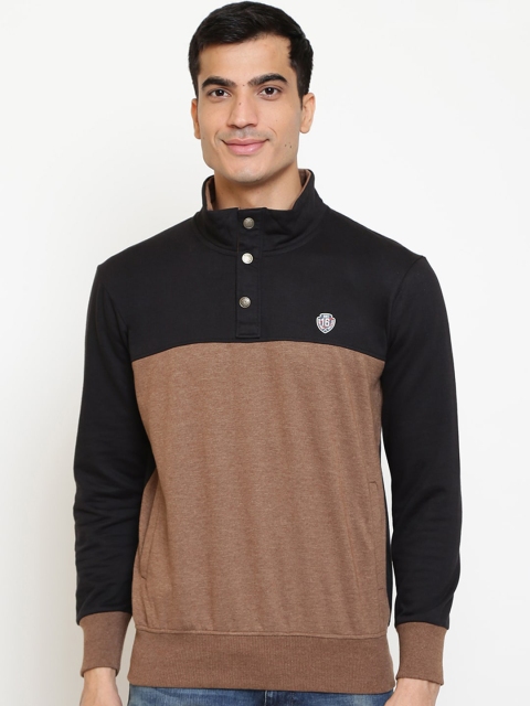 

GHPC Men Black & Brown Colourblocked Sweatshirt