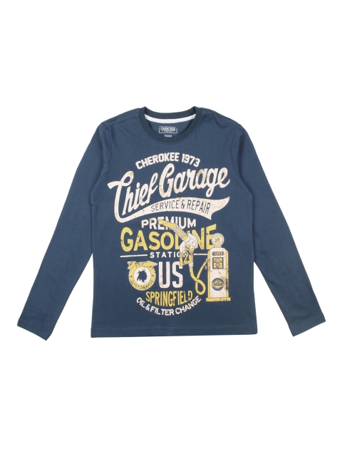 

Cherokee Boys Navy Blue Printed Round Neck T-shirt