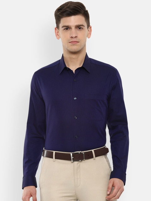 

Louis Philippe Men Navy Blue Regular Fit Printed Formal Shirt