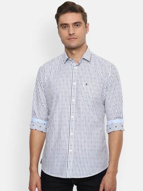 

Van Heusen Sport Men White & Blue Slim Fit Striped Casual Shirt
