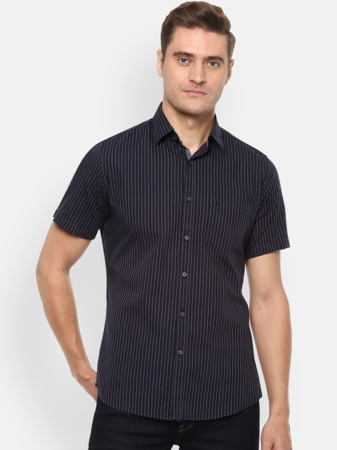 

Van Heusen Sport Men Black & Beige Slim Fit Striped Casual Shirt