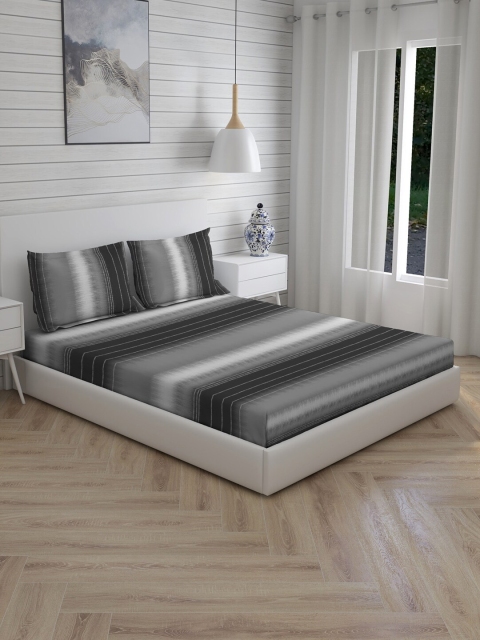

Boutique Living India Grey 200 TC Cotton 1 King Bedsheet with 2 Pillow Covers