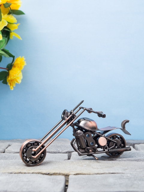 

Golden Peacock Copper-Toned Textured Metal Antique Motorbike Showpiece