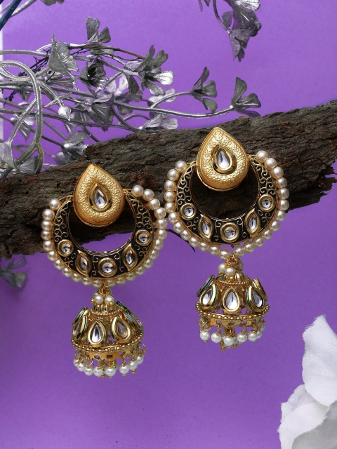 Mali Fionna Gold-Toned Dome Shaped Jhumkas