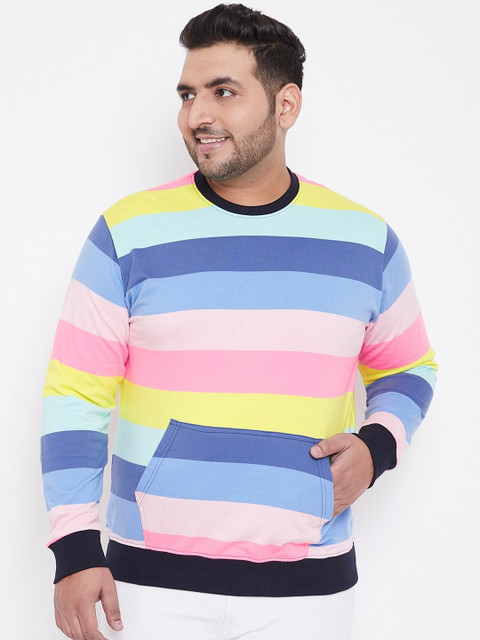 

bigbanana Men Blue & Pink Striped Sweatshirt