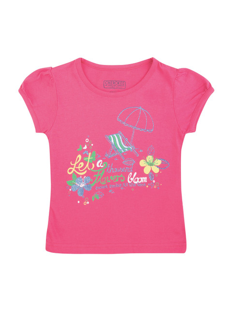 

Cherokee Girls Pink Printed Round Neck T-shirt