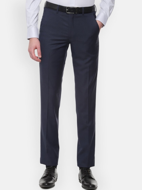 

Van Heusen Men Navy Blue Slim Fit Solid Formal Trousers