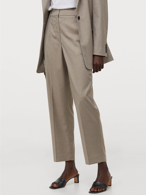 

H&M Women Taupe Solid Cigarette Trousers