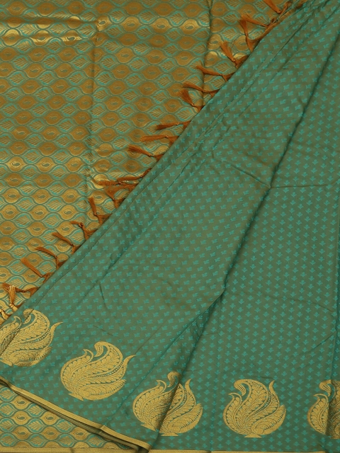 

Pothys Sea Green & Gold-Toned Art Silk Woven Design Saree