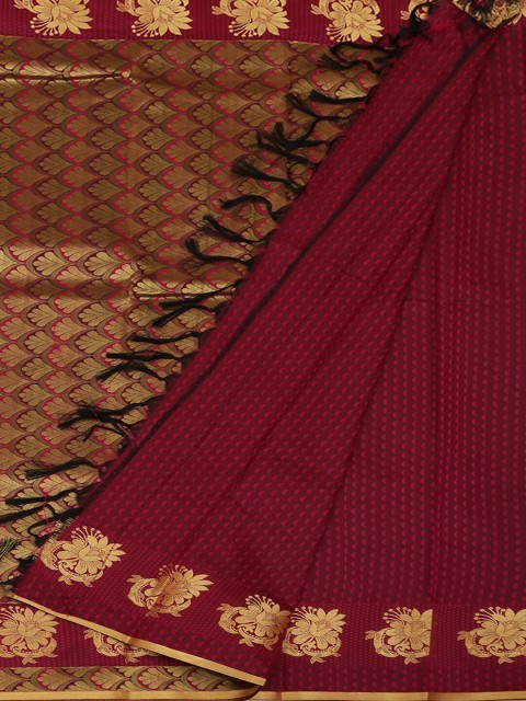 

Pothys Magenta & Gold-Toned Art Silk Woven Design Saree