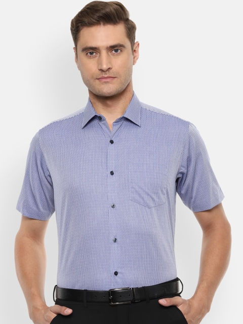 Van Heusen Men Blue Regular Fit Self Design Formal Shirt
